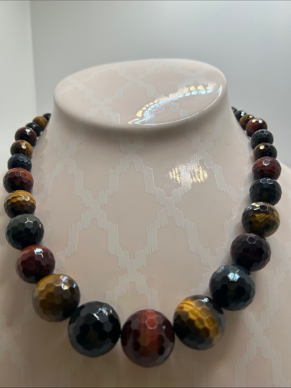 Vintage Multicolor Gemstone Faceted Bead Necklace